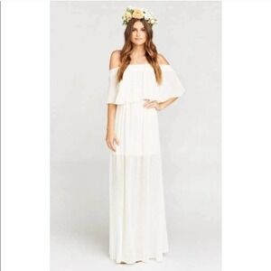 Show Me Your Mumu SMYM Hacienda maxi dress wedding cake off white chiffon XS NWT